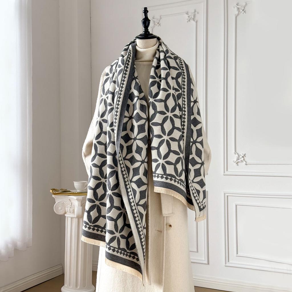  Brand Warm Cashmere Poncho Shawl Scarf Luxury Print Thick Pashmina Winter Blanket Wraps Bufanda Casual Hijab Stoles Echarpe