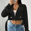 European & American Style Women's Waist-cinched Long Sleeve Short Trench Coat, Spring Autumn Casual Lace-up Fashion Outerwear