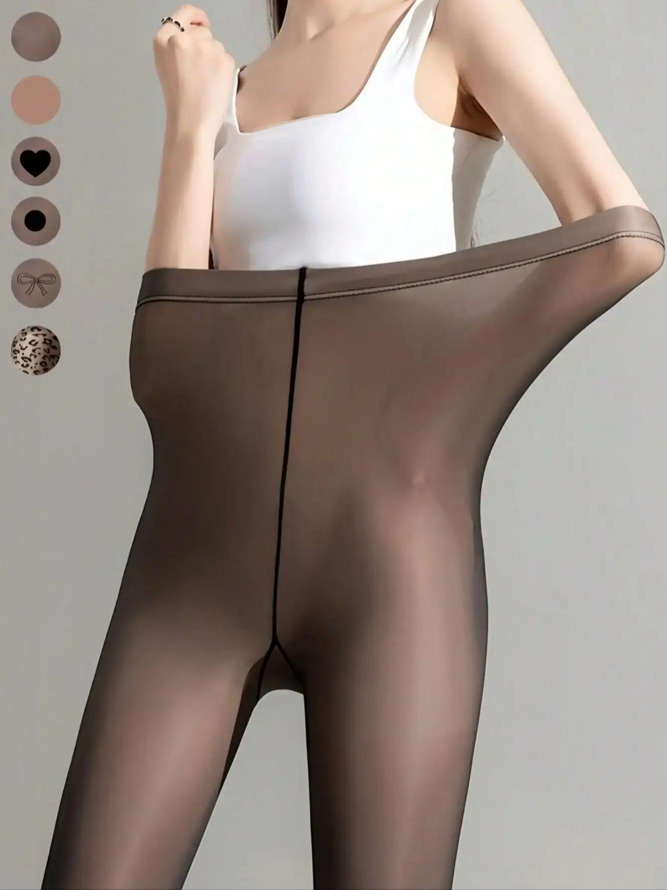 

Women S Fleece Lined Fake Sheer Tights, Winter Warm Thermal Pantyhose, High Waist Stretchy Faux Translucent Leggings, Skin Color S