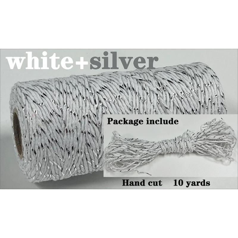 Sfoară Bumbac Bicolor 2mm 10 yarzi Sfoară Bakers Twine Fir Bumbac pentru Decor Acasă Handmade DIY Ambalare Cadou Crăciun