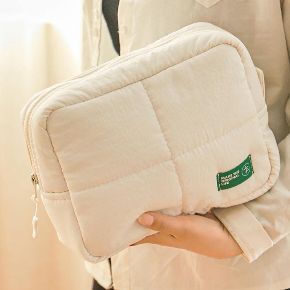 Quilted Makeup Bag Puffer Skincare Storage Bag Suitcase Cosmetic Pouch  for Women