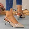 2025 New Summer Women's Dress Shoes Patent Leather Slip On Sandals Buckle Slingbacks Mid Heels Pumps Sandalias Mujer