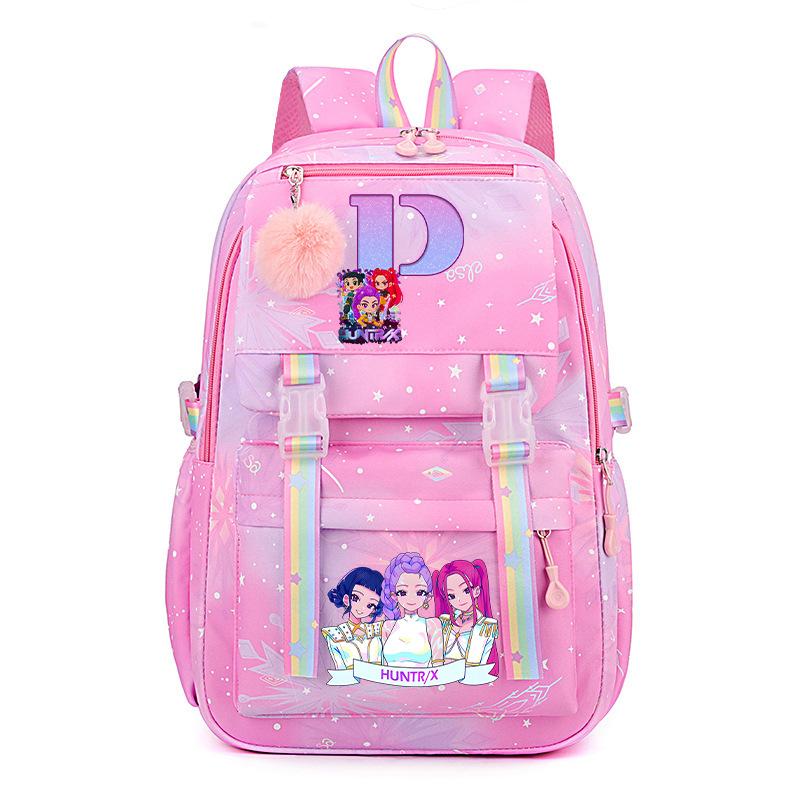 Anime Cartoon Letter Print Small Fresh Rainbow Backpack Korean Version Trend Student Large Capacity Schoolbag