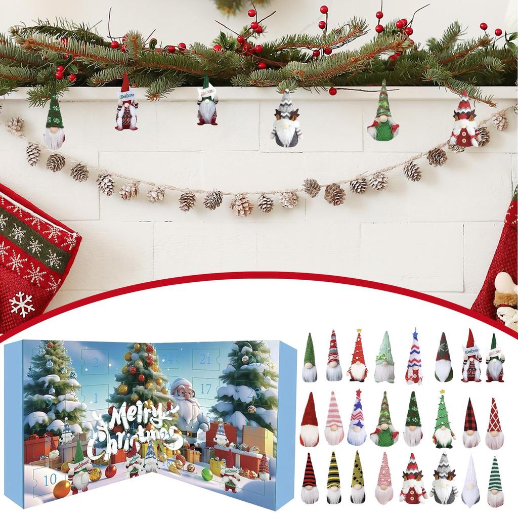 2026 Christmas Advent 2026 Gnome 24 Days Calendars Doll Decoration Small Pendants For Collectors Shelf Table Window Entryway
