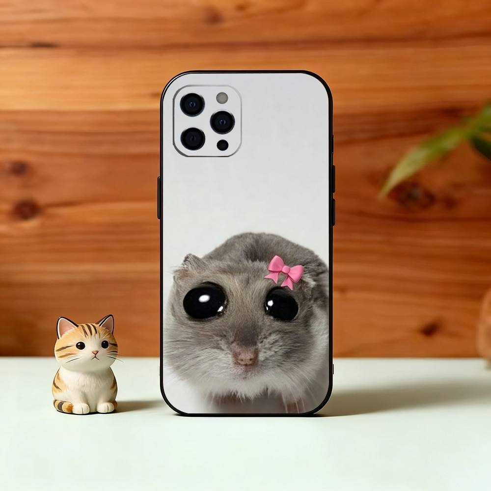S-Sad H-Hamster Meme Phone Case For iPhone 17, 16,15,14,13,12,11 Plus,Pro Max, Others Soft Black Cover