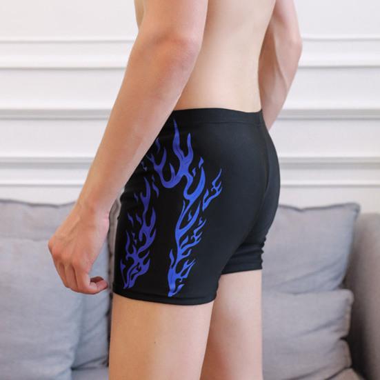 Men Swimming Trunks Quick Dry Soft Elasic Mid Waist Thin Plus Size Soft Breathable Slim Fit Printed Hot Spring Bathing Shorts Summer Beach Shorts