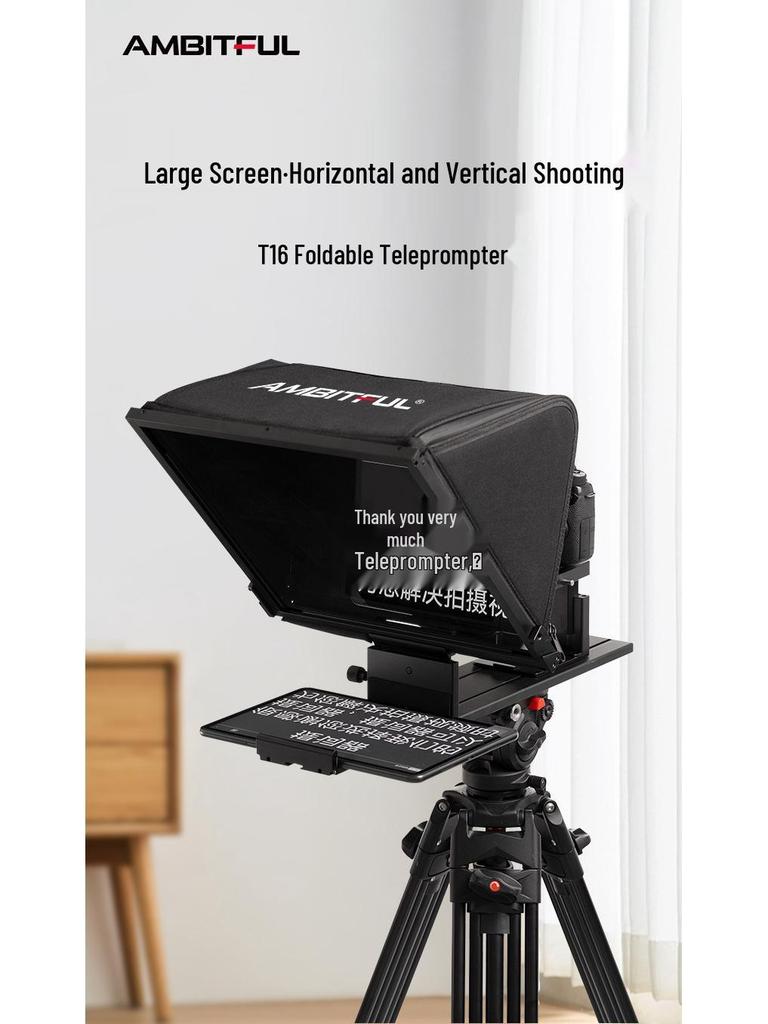 Ambitful T16 Large Screen Teleprompter for DSLR Camera and Mobile Live Broadcast