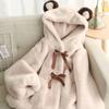 Plush Jacket Female Cute 2 Autumn and Winter New Hooded Bear Ears Thickened Imitation Rabbit Fur Imitation Coat