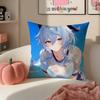 Game Genshin Ganyu Cushion Cover Pillowcase Short Plush Invisible zipper Room Sofa Cushion Cover