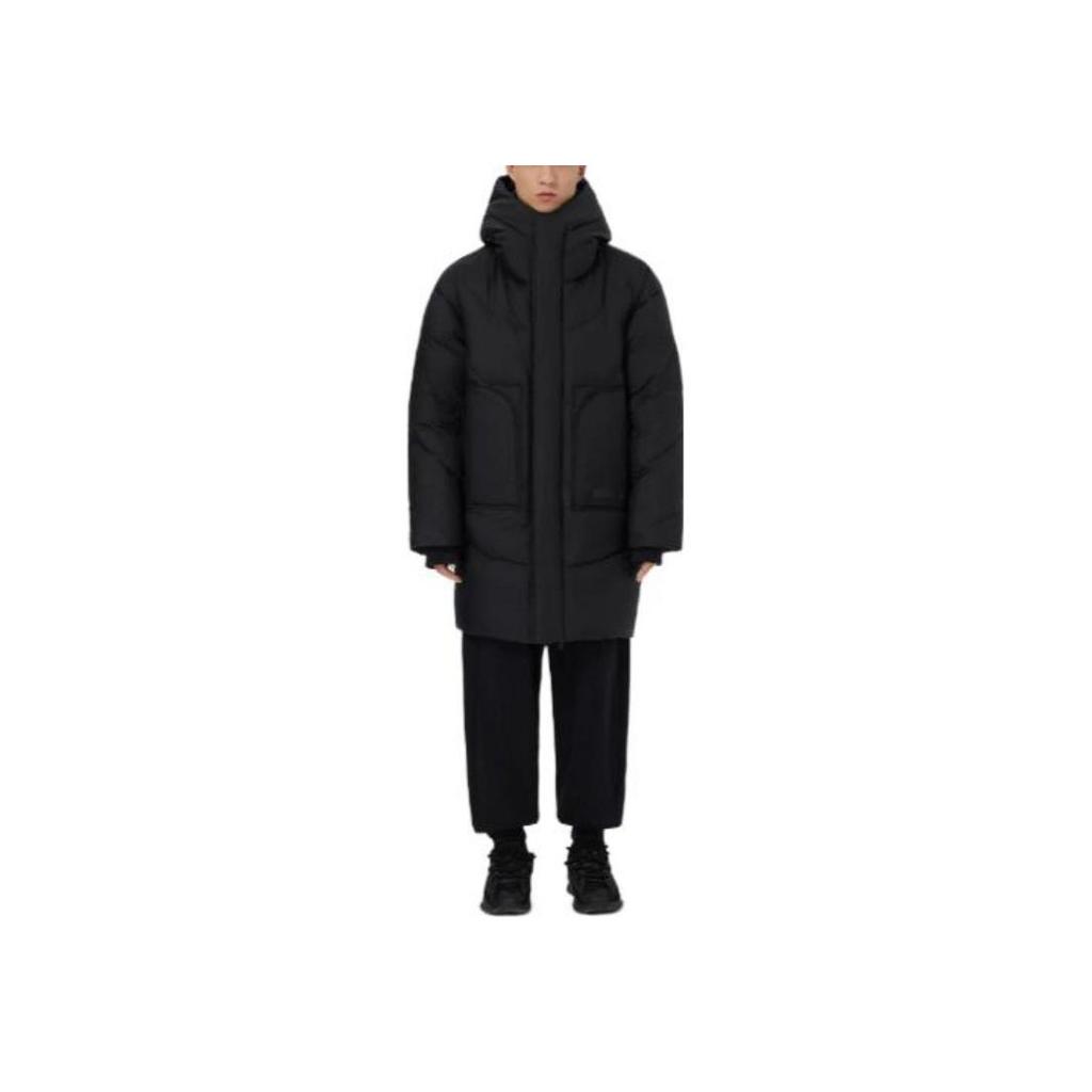 Li Ning Plain Logo Zipper Hooded Down Jacket Men Outerwear Black AYMS141-2