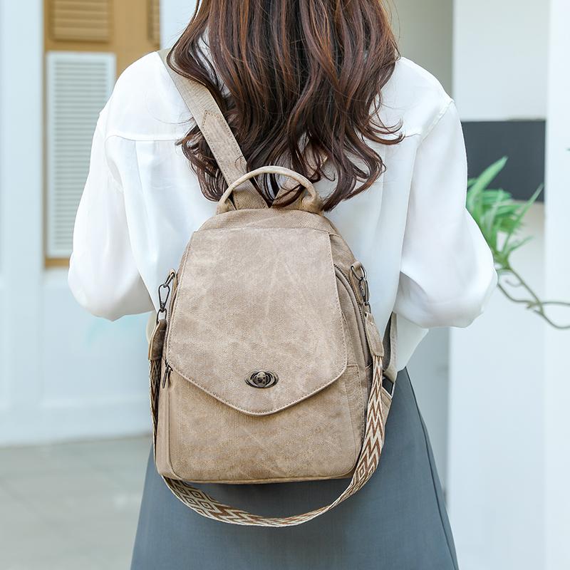Women's Large Capacity Backpack Soft Leather Multi-Purpose Shoulder Bag