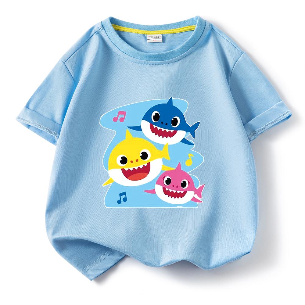 2024 Baby Shark Pure Cotton Short-Sleeve T-Shirt for Kids – Boys' and Girls' Summer Wear