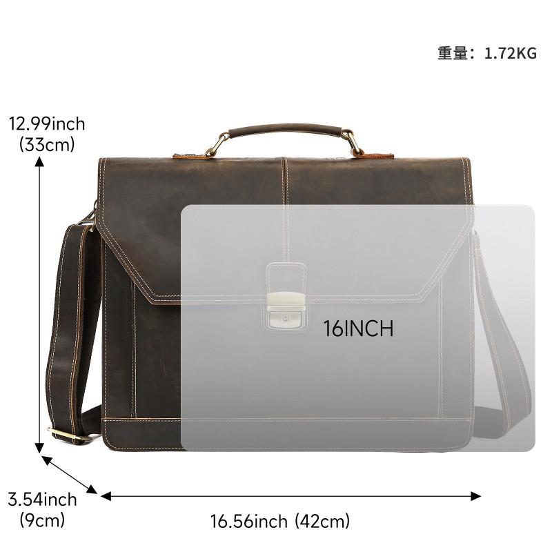 Genuine Leather Retro Men's Business Briefcase Crazy Horse Large Capacity Lock Anti-theft Computer Bag Handbag Men