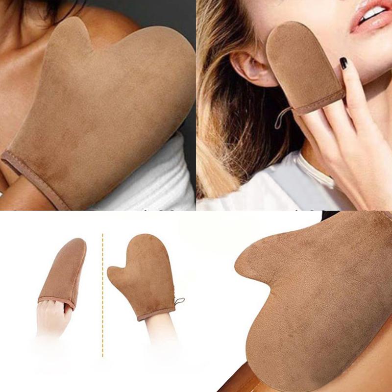 Rukavice na tělové mléko, samoopalovací rukavice, oboustranné, zabraňuje lepkavým rukou, aplikátor, rychleschnoucí flockovací rukavice, aplikátor na make-up