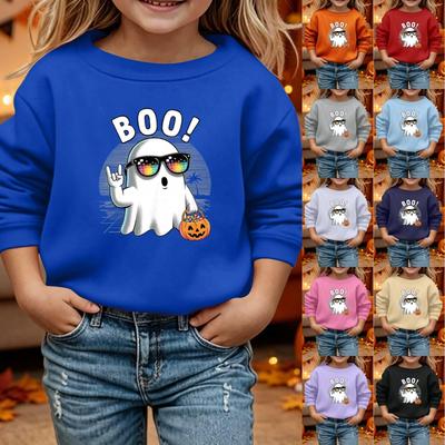Παιδικό Φούτερ με Σχέδια Halloween Casual Χαλαρή Εφαρμογή Μακρυμάνικο Πουλόβερ για Αποκριάτικη Γιορτή