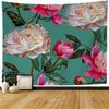 Wall Tapestry Colorful Flower Floral Pattern White Pink Peonies On Emerald Watercolor Painting Green Vintage Tapestry Wall Hanging Bedding Tapestry