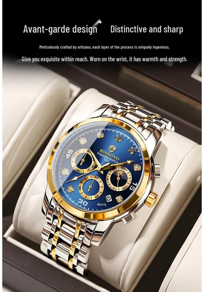Binbang Multifunctional Quartz Men's Business Watch
