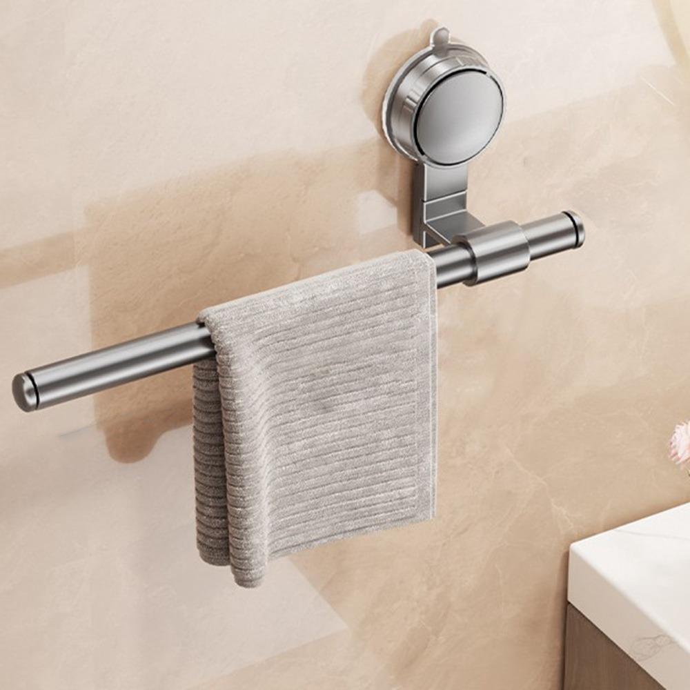 

Suction Cup Bathroom Hanging Rod Punch-free Slipper Storage Shelf Practical Towel Rack Grey S(40cm)