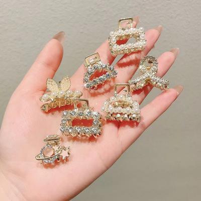 4Pcs Elegant Rhinestone Hairpin Women Fashion Geometric Hair Claw Barrettes Headwear Horsetail Hair Clips Hair Crab Accessories