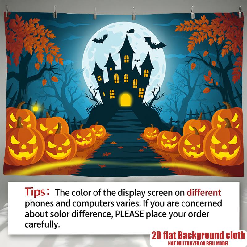 Party Backdrop Halloween Moon Flat Witch Silhouette Bats Event Backdrop Decoration Party Decor