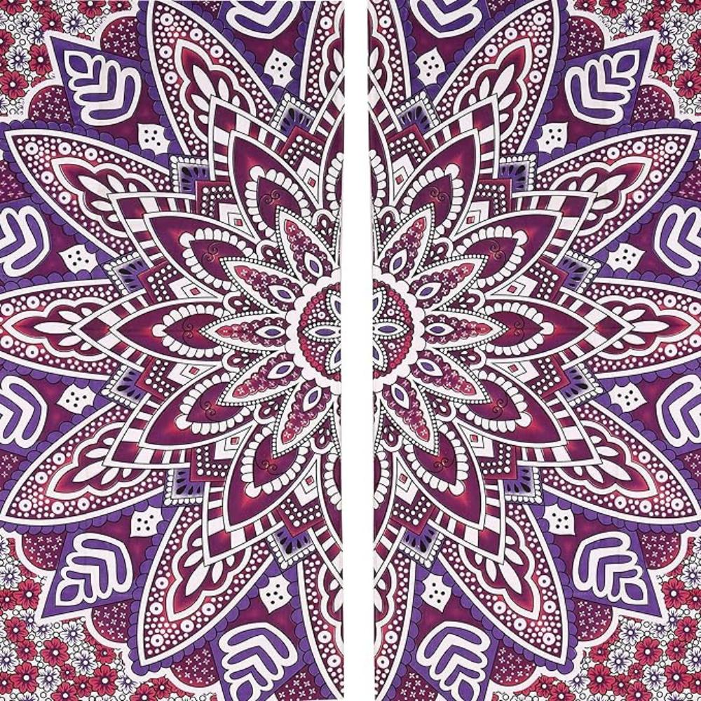 BLESS INTERNATIONAL Beautiful Indian Bohemian Psychedelic Hippie Tree of Life Window Curtain Panels for Bedroom, Living(Blue Red Passion Flower)