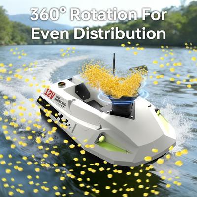 IP67 Waterproof RC Boat Bait Dispenser 360° Rotating Fishing Bait Launcher  For RC Boat