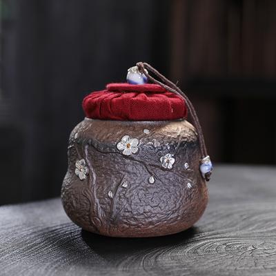 Small Stoneware Tea Jar Ceramic Storage Jar Pu'er Old White Tea Black Tea Green Tea Sealed Storage Jar Tea Compartment
