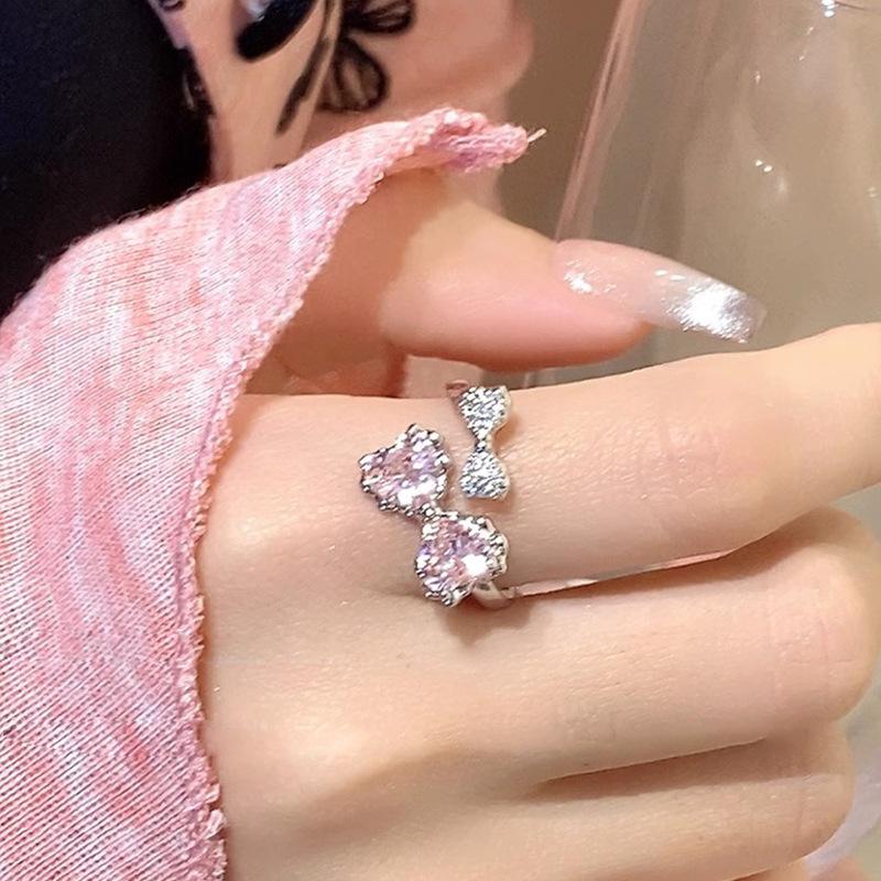 Pink Diamond Bow Ring for Women, Understated Luxury, Unique Design, Fashionable Ring