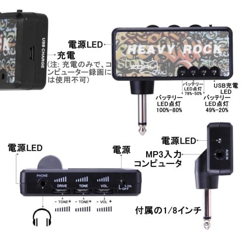 Bass Headphone Amplifier with LED Power Indicator, Heavy Metal Tone, Audio Cable Adapter, 6.35mm Plug, AUX Input, Ideal for Home Practice, Bass Amplif