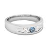 London Blue Topaz Three Stone Band Ring - 925 Sterling Silver