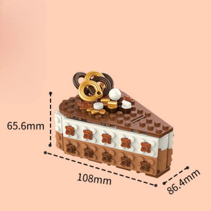 Adorno de pastel de té de la tarde con registro de comida, rompecabezas para niños, juguetes de bloques de construcción