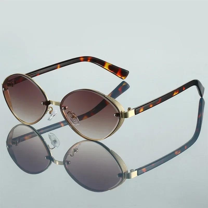Fashion Retro Metal Oval Cat Eye Sunglasses Women Men Classic Sunglasses Outdoor Uv400 Driving Outdoor Shade Sunglasses