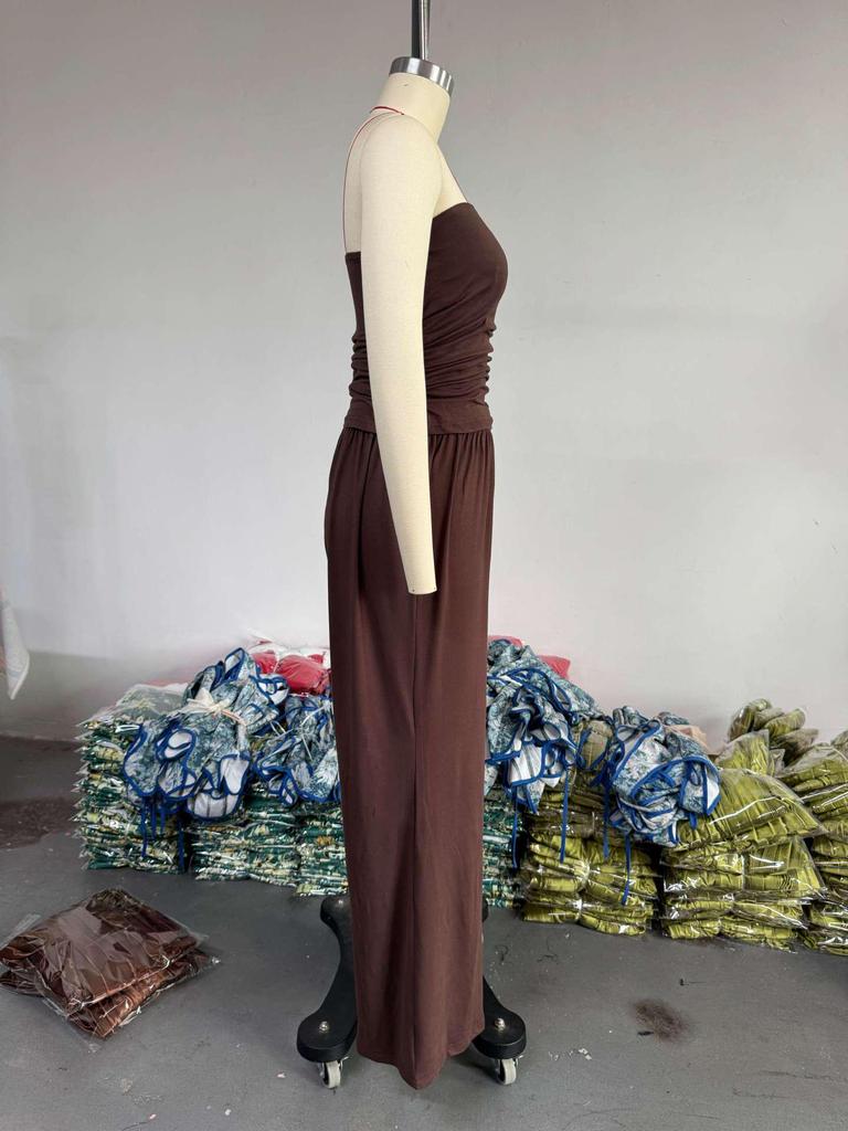 2025 Summer Women’s Strapless Vest, Long Cardigan, and Wide-Leg Pants Set