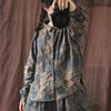 Johnature Vintage Shirts Linen Women And Tops Print Floral Blouses Turndown Collar Autumn Loose Button Quality Shirts
