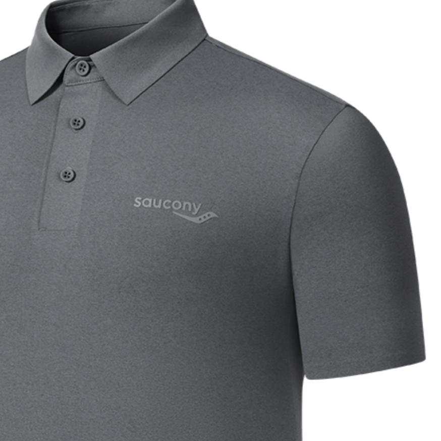 Saucony Logo Print Solid Color Casual Sports Short Sleeve Polo Shirt Men Polo Shirt Light-Gray SC2240075B-MG31