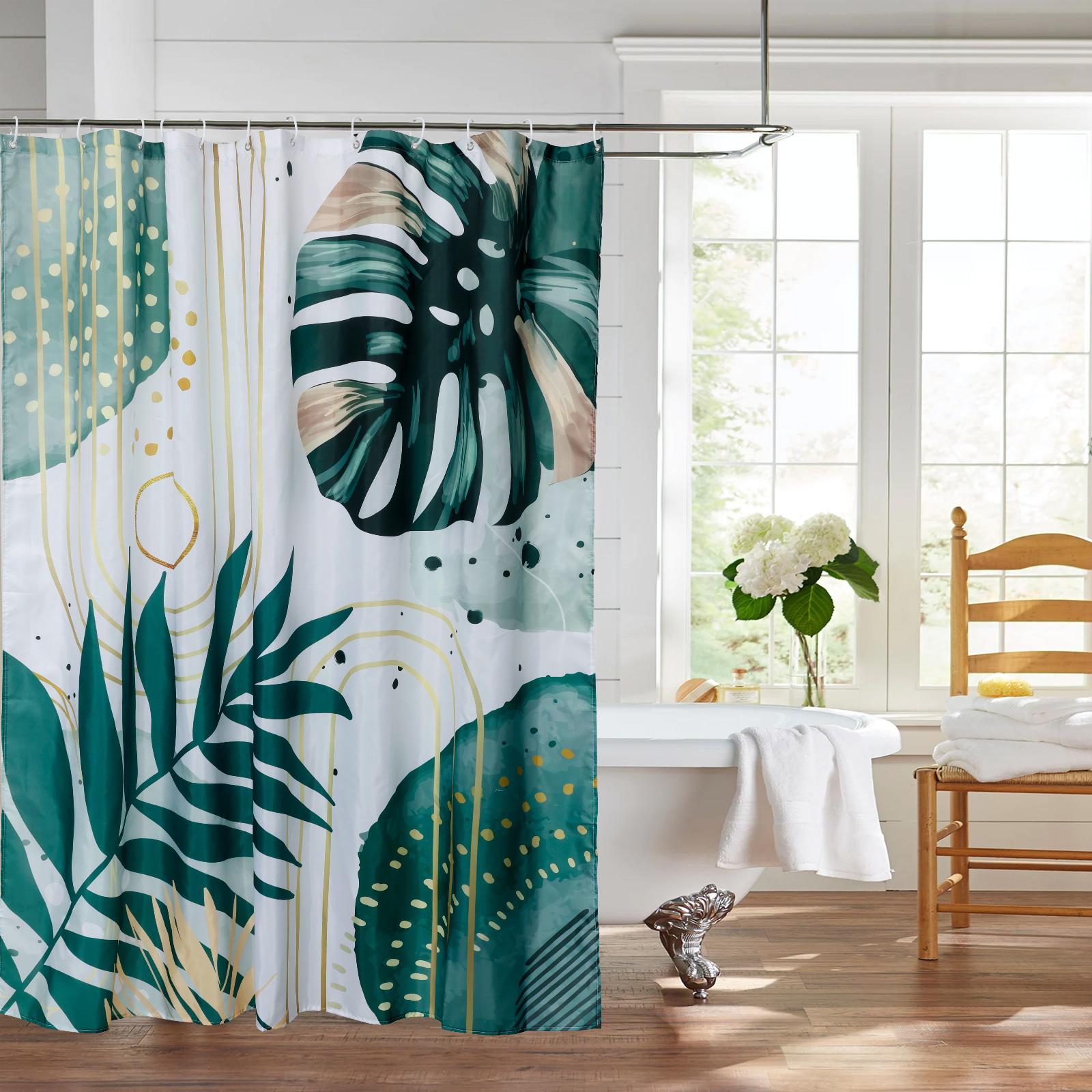 

Bathroom Shower Curtain Polyester Waterproof Bathtub Shower Curtain with 12 Hook Bohemian Door Curtain for Home Bathroom Decor 180x180CM