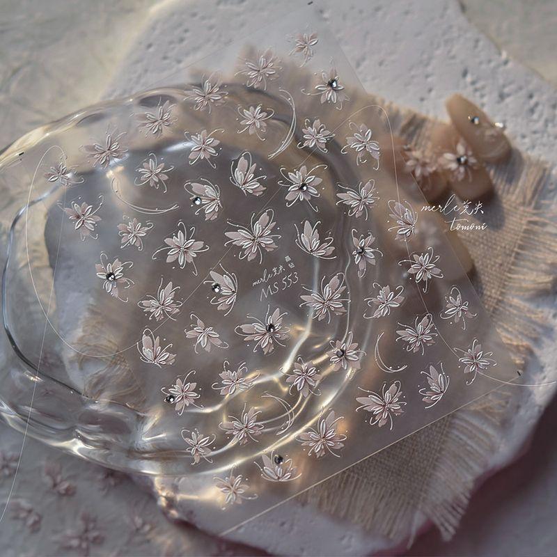 

Fall and Winter New Arrival Fairy Three-Dimensional Relief Nail Beauty Applique Super Flash Rhinestone Butterfly Bright Crystal Hand Painted Flowers Autumn Moon Butterfly MS553