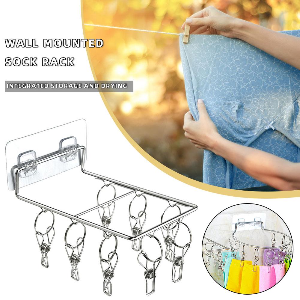 Wall-Mounted Drying Rack Detachable Clips For Indoor