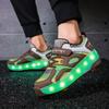 Kid's Luminous Sneakers Led Light Shoes Children's /Boys /Girls USB Charging Glowing Wheels Parkour Roller Skate Shoes