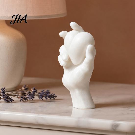 Minimalist Home Accents Hand Holding Heart 3D Printed Figurine, Modern Sculptural Desk Decor, Romantic PLA Sculpture for Gifts Accent Shelf Nightstand