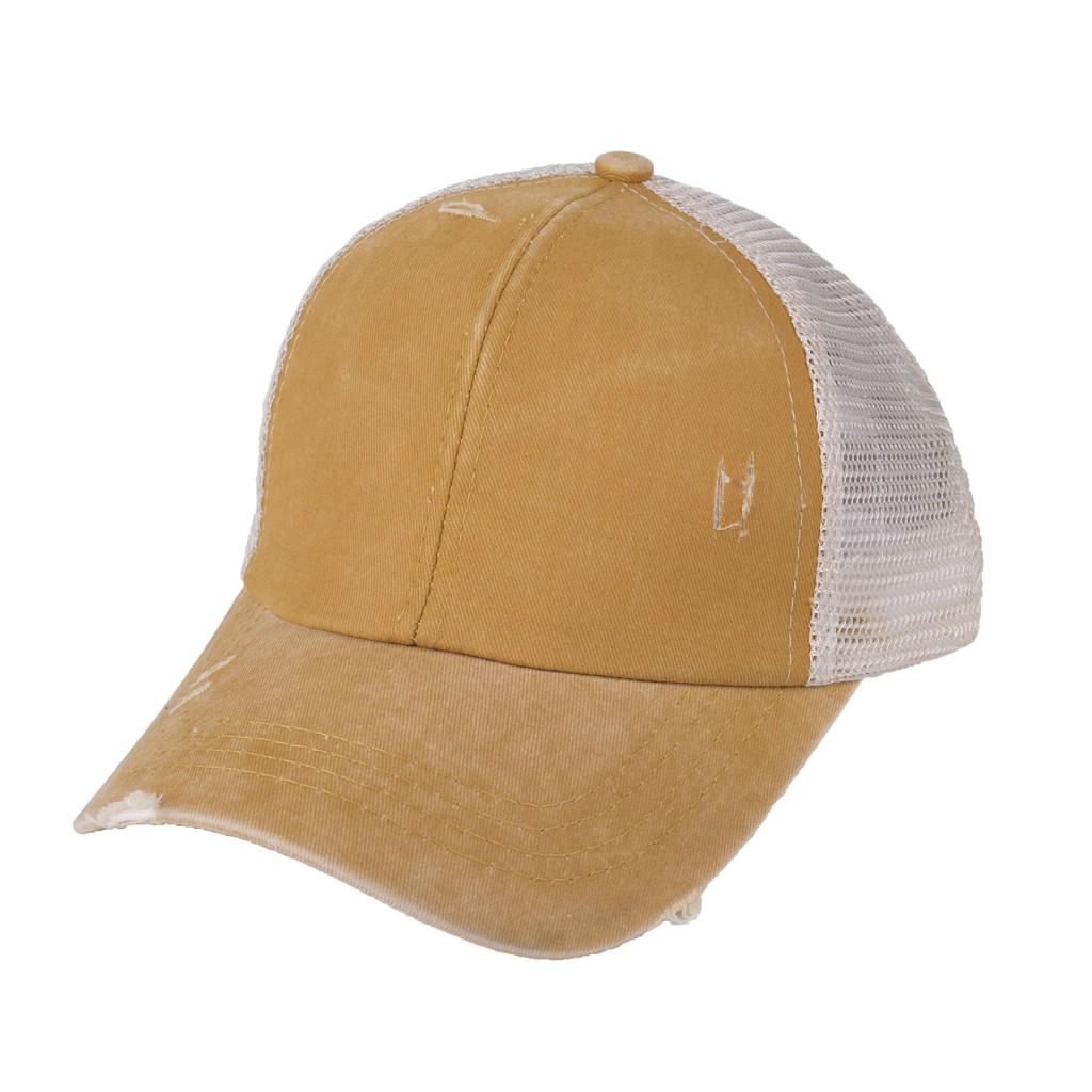 Ponytail Messy Buns Trucker Plain Baseball Visor Cap Unisex Hat