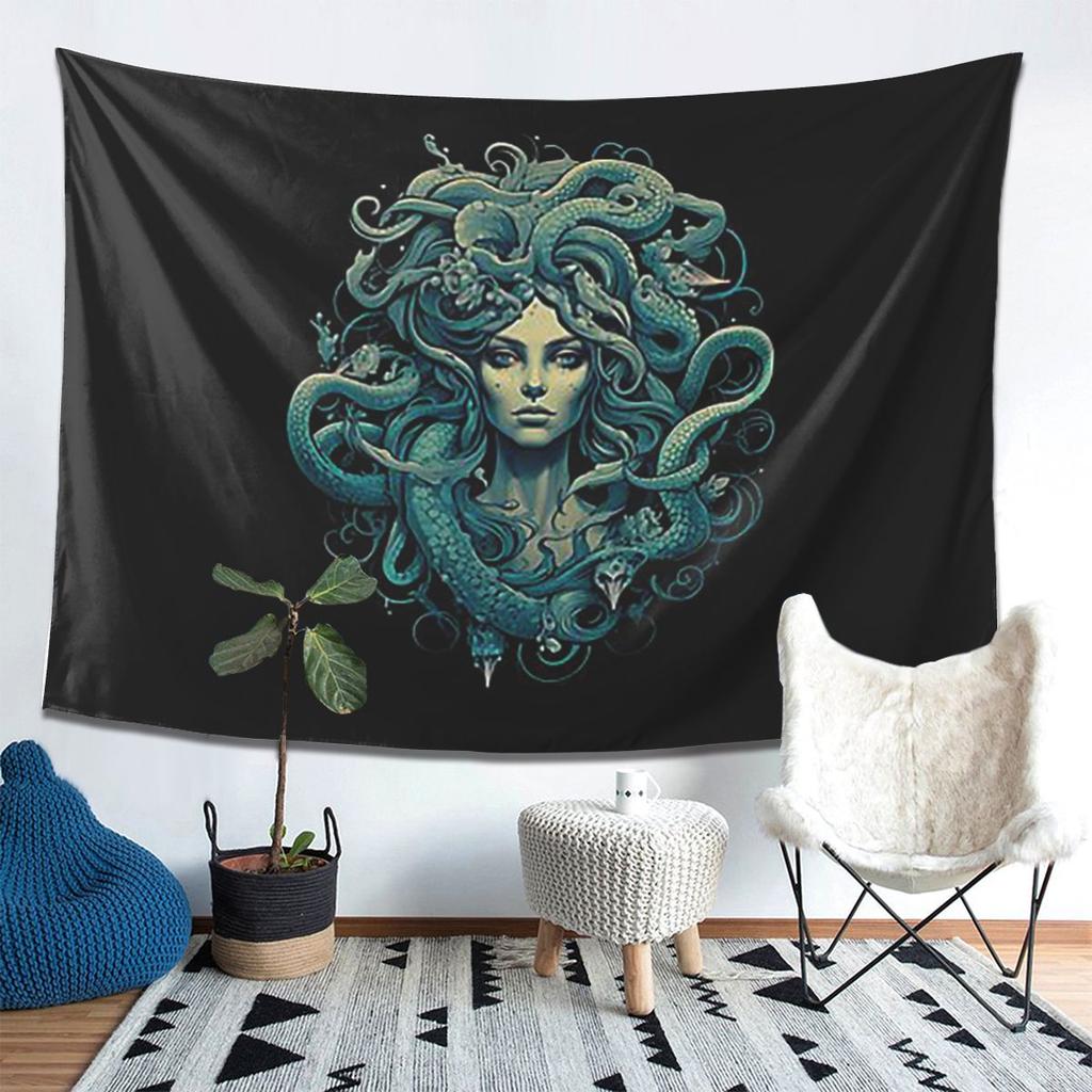 Ancient Greece Medusa Gorgon Vintage Style Tapestry Decoration Art Aesthetic Tapestries for Bedroom Home Wall Cloth Wall Hanging