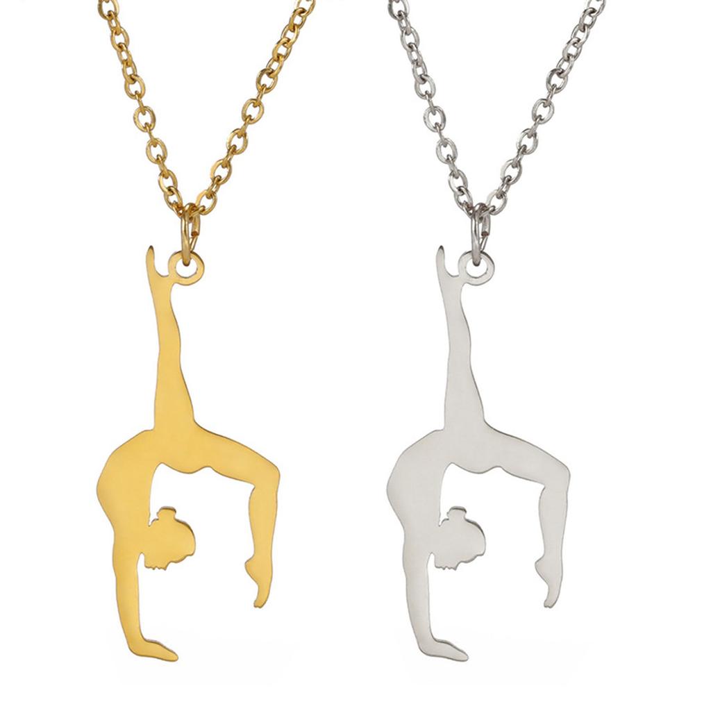 Praktische Robuste Edelstahl Gymnastik Anhänger Halskette Tragbar für Frauen mit Künstlerischem Charme Stilvolle Outfits