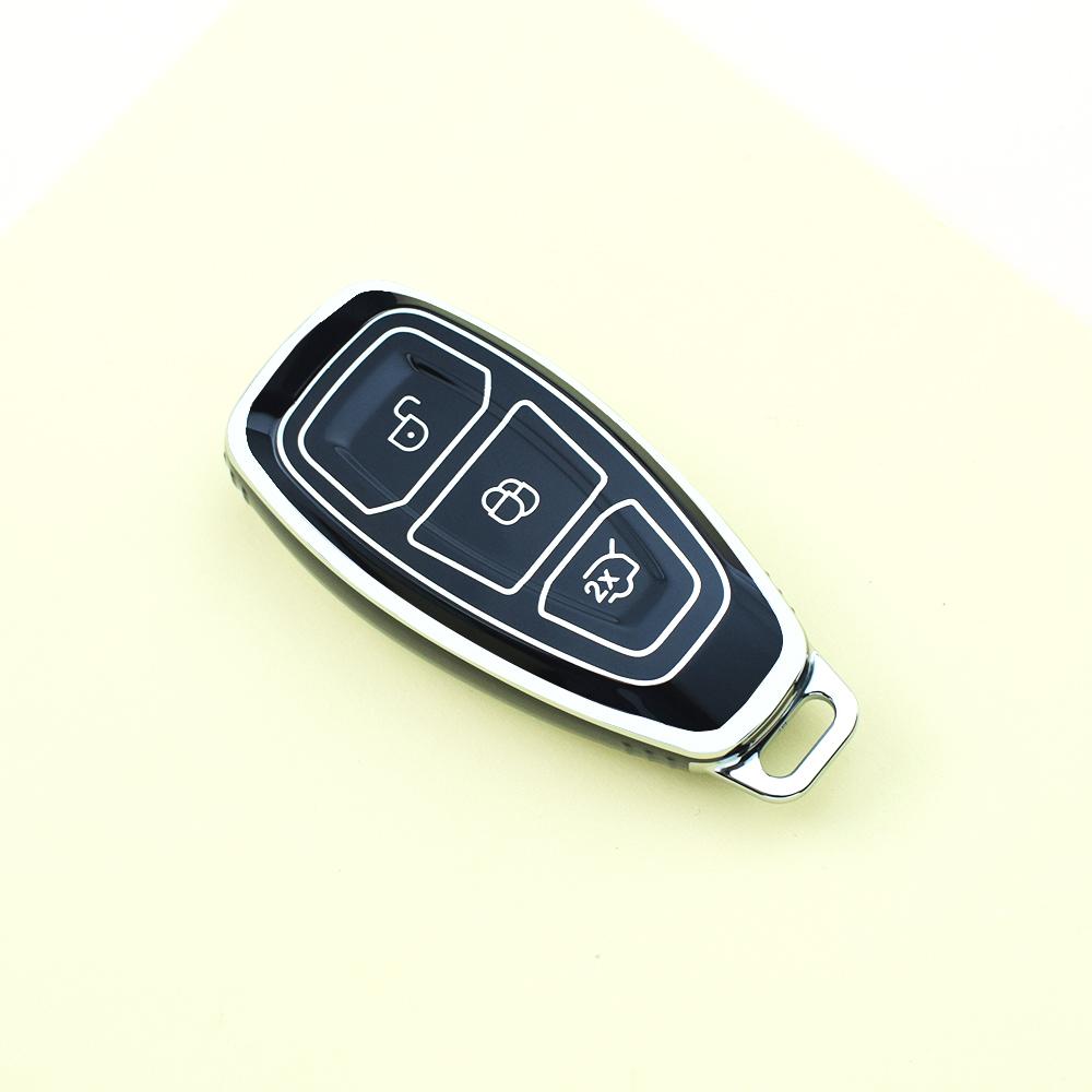 Silver Edge TPU Car Key Case Cover Keyless for Ford Ecosport Kuga Fiesta Focus 3 4 Mondeo Focus ST Remote Shell Fob Holder Protector
