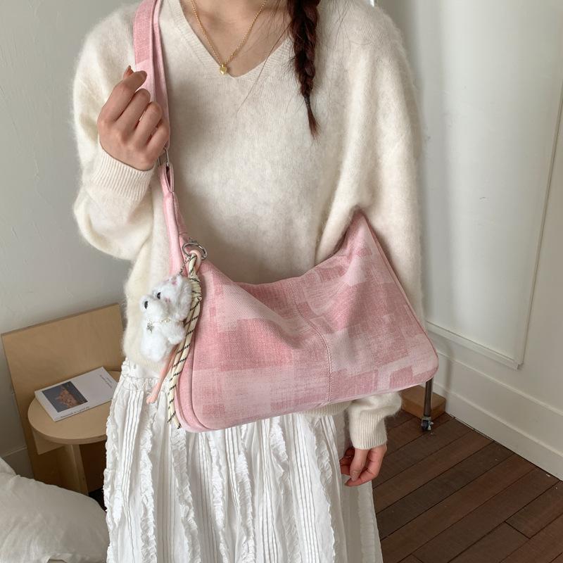 

New Spring Women Hobo Bag Large Capacity Tote Shoulder Crossbody Bag Fashionable Comfortable and Versatile Texture Storage Bags рожевий