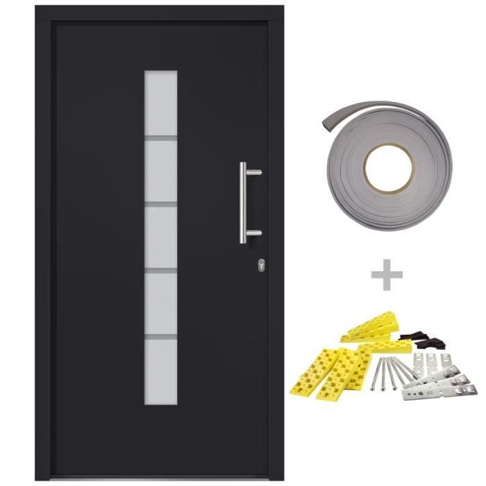 VidaXL Front Door Aluminium and PVC Anthracite 100x210 Cm