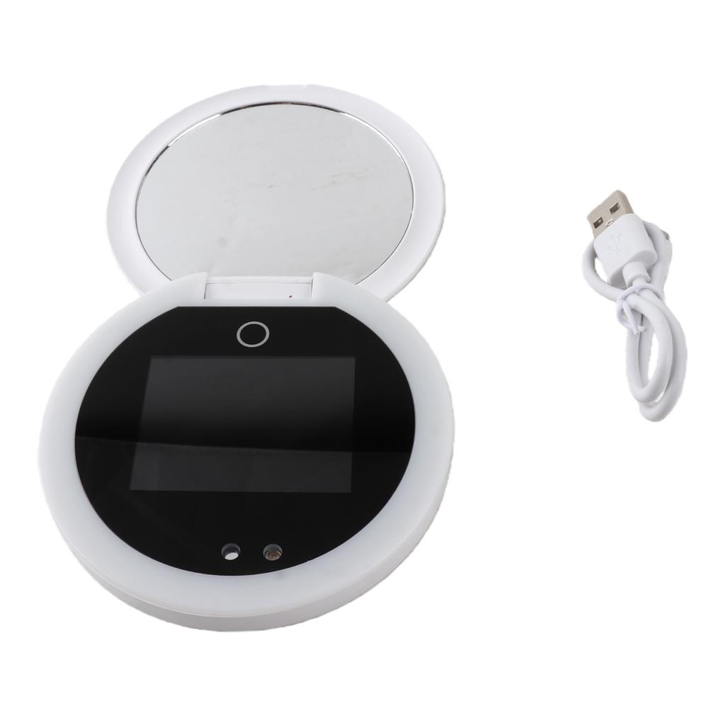 Specchio per Testare la Protezione Solare con Fotocamera Specchio Ingranditore 2X Specchio per Trucco Portatile con Luce LED per Viaggi Pelle