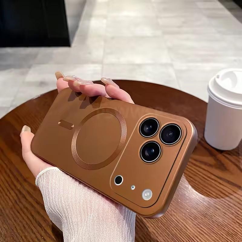 For Magsafe Magnetic Wireless Charge Case For iPhone 17 16 15 14 13 12 11 Pro Max Plus 17Air 16e Silicone Glass Lens Protection Cover