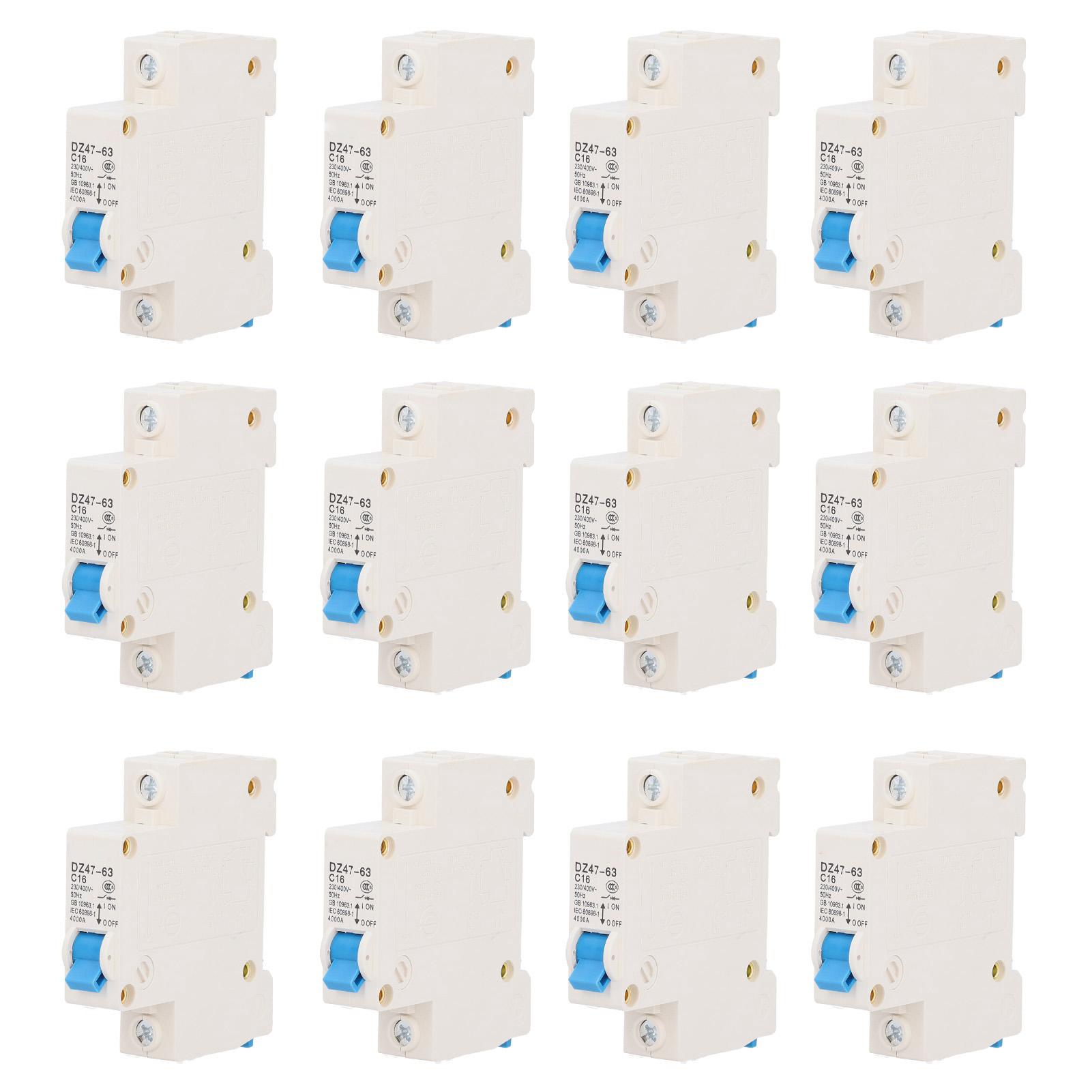 

12Pcs 1P16 Mini Circuit Breaker 220V DZ4763 Electric Leakage Circuit Protector Switch