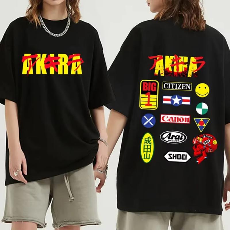 Japanese Anime New Tokyo Akira T-shirt, Movie Science Fiction Manga Masataro Kaneda Men's Short-sleeved T-shirt Cotton Top